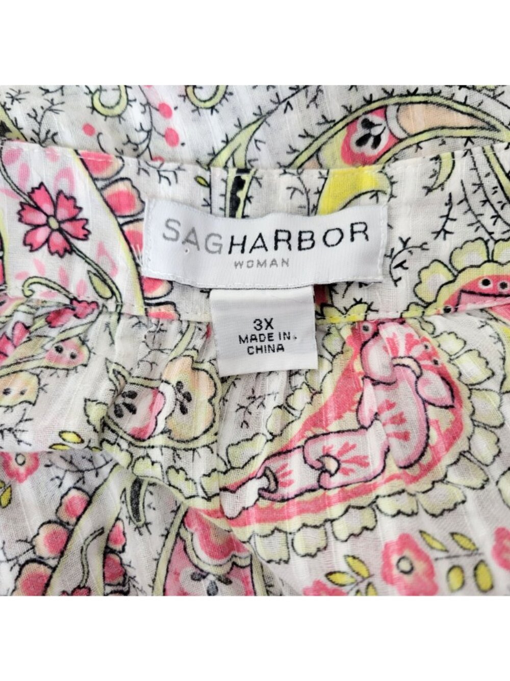 Sag Harbor Woman's 3X Floral Paisley Peasant Blouse - Picture 2 of 5